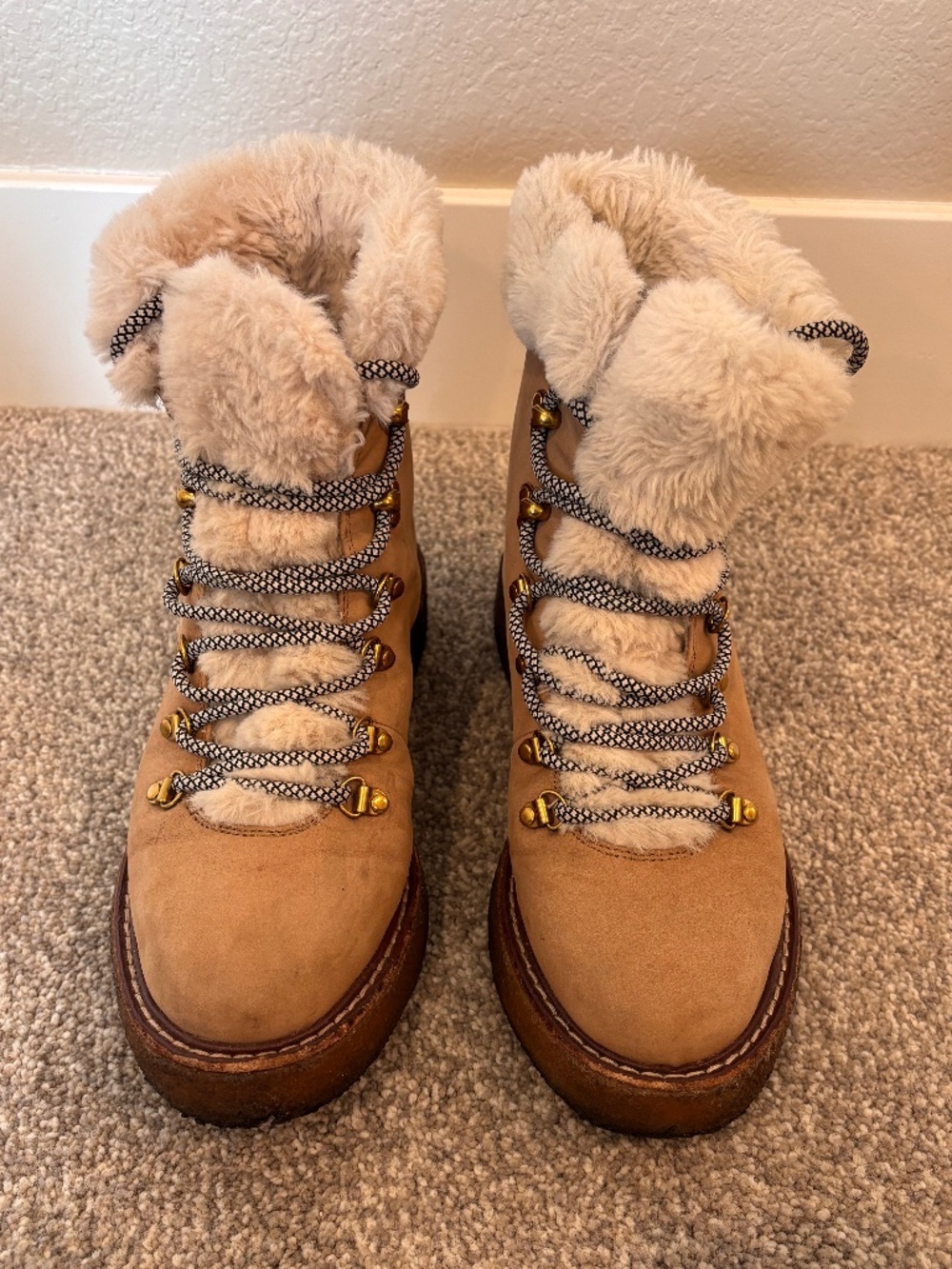 J.Crew camel/faux fur winter boots - 8